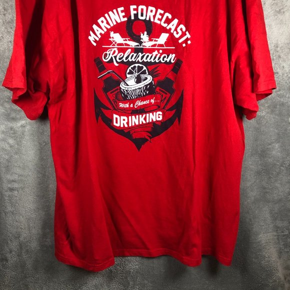 Men's 3XL Shirt Marine Forecast Relaxation With A Chance Of Drinking Red Tee - Picture 3 of 10